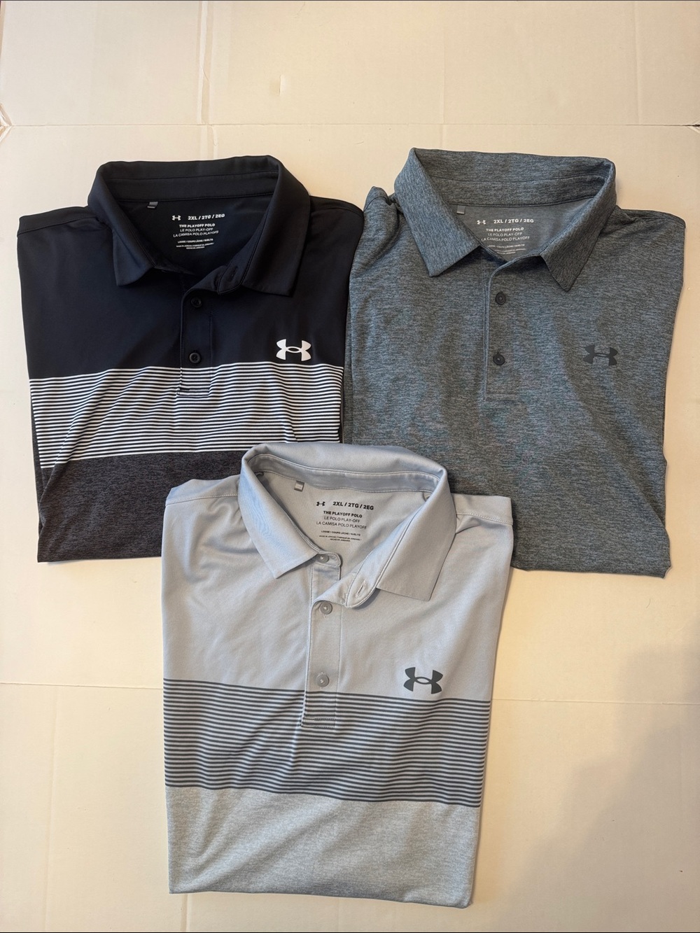 Lot Of 3 Under Armour Loose Fit Men’s Playoff Performance Polo Shirts Size XXL